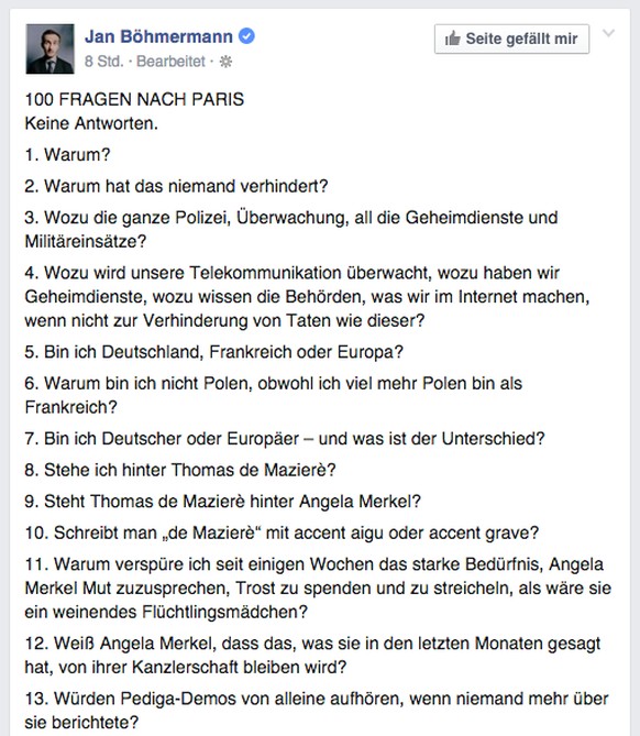 Der Beitrag von Böhmermann konnte nicht eingebunden werden. Hier findest du den ganzen Post.&nbsp;