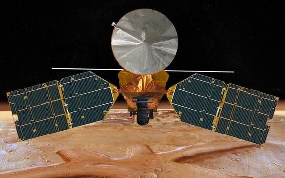 Künstlerische Darstellung: Der Mars Reconnaissance Orbiter (MRO).&nbsp;&nbsp;