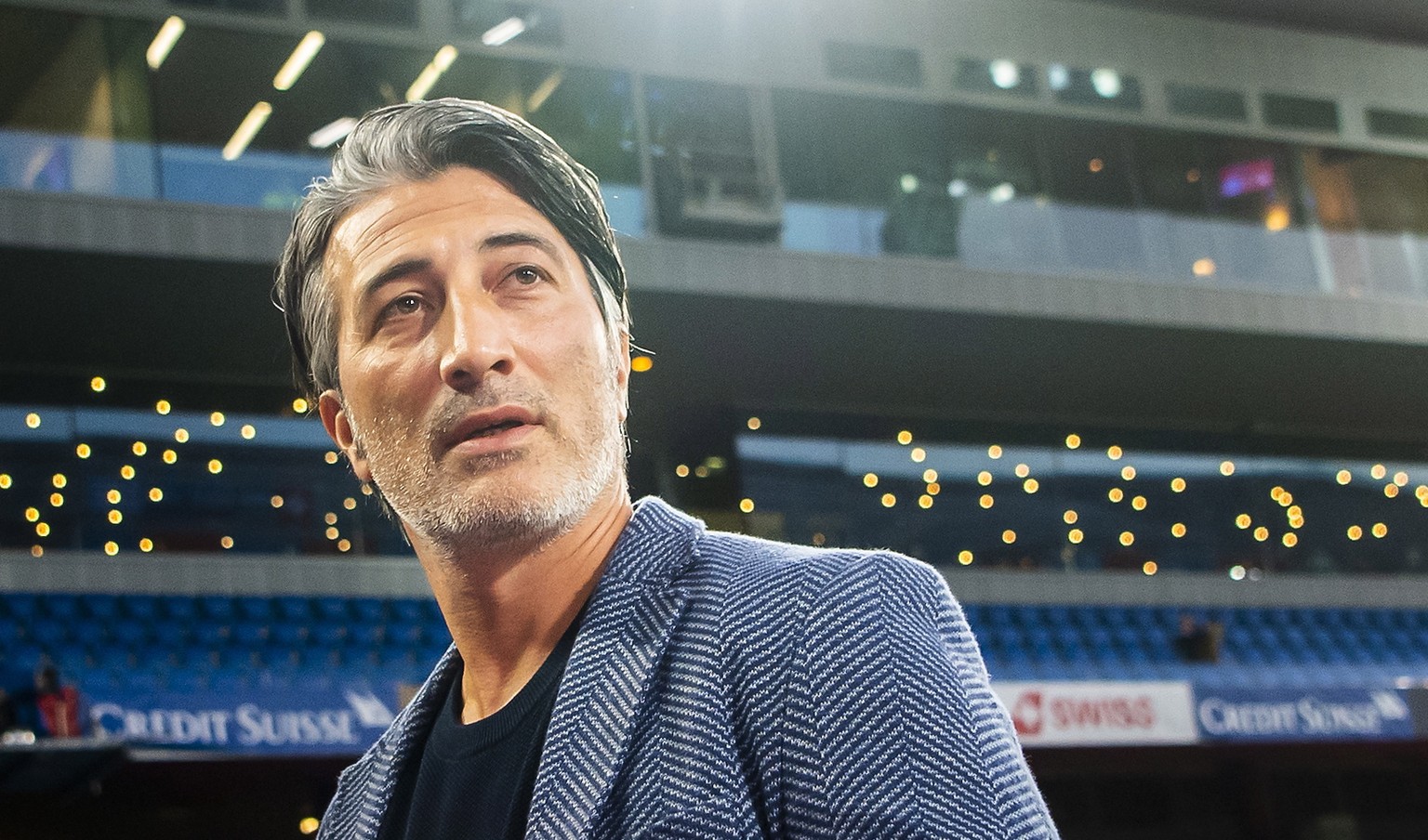 epa09441222 Switzerland&#039;s head coach Murat Yakin arrives for a international soccer test match between Switzerland and Greece at the St. Jakob-Park stadium in Basel, Switzerland, 01 September 202 ...