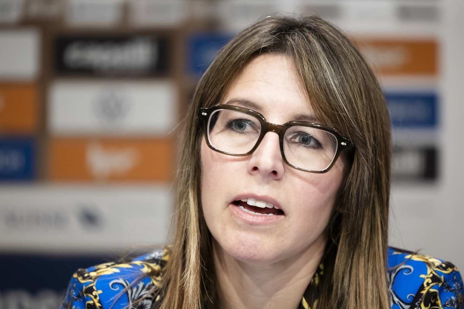 Stacy Johns, Chief Operating Officer of the Los Angeles Football Club (LAFC) attends a news conference on the future of the Grasshopper Fussball AG, on Wednesday January 17, 2024 at the Grasshopper Cl ...