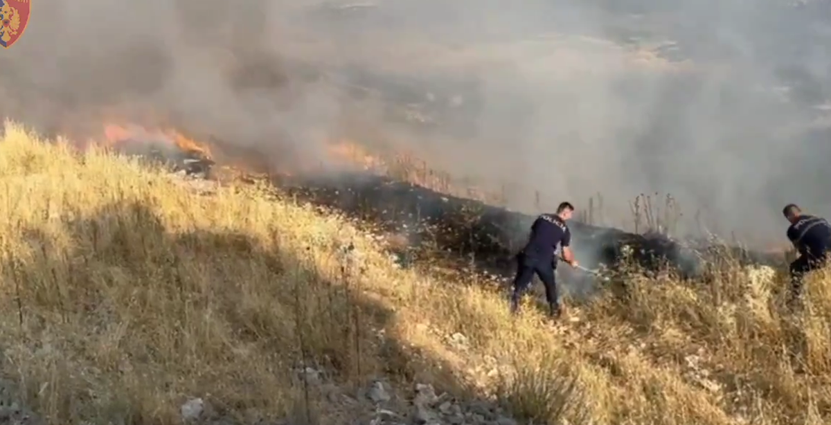 Violent incendie dans le sud de l'Albanie, ici Dropull.