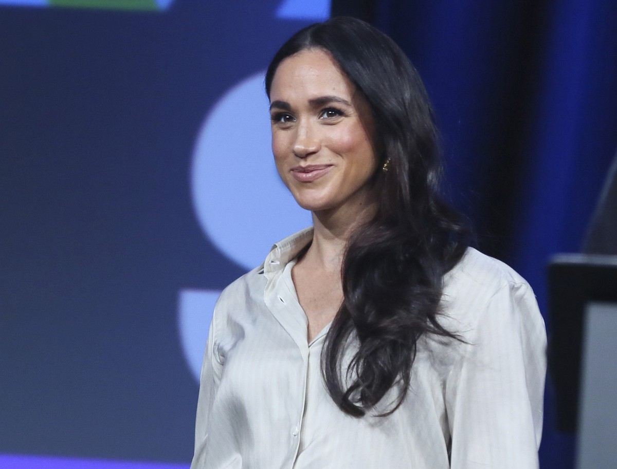 FILE - Meghan, The Duchess of Sussex takes part in the keynote "Breaking Barriers, Shaping Narratives: How Women Lead On and Off the Screen" at the South by Southwest Conference in Austin, T ...