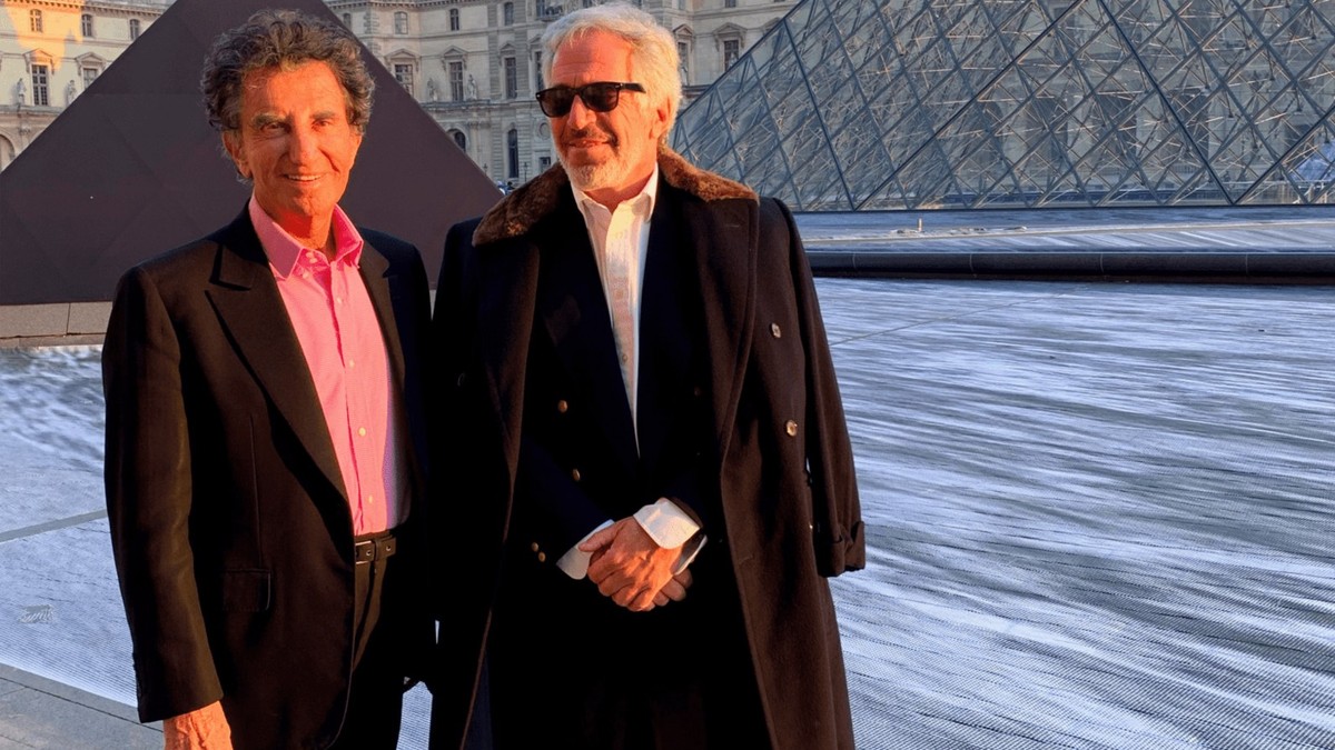 This photo released by the U.S. Department of Justice, shows Jeffrey Epstein and French culture minister Jack Lang at the Louvre in Paris. (U.S. Department of Justice via AP)