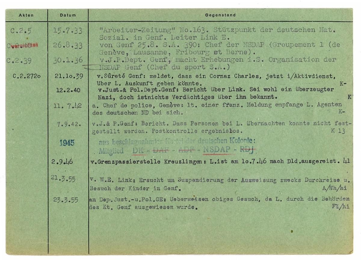 Die Tätigkeiten von Eugen Link wurden minutiös überwacht.
https://www.recherche.bar.admin.ch/recherche/#/de/archiv/einheit/5294235