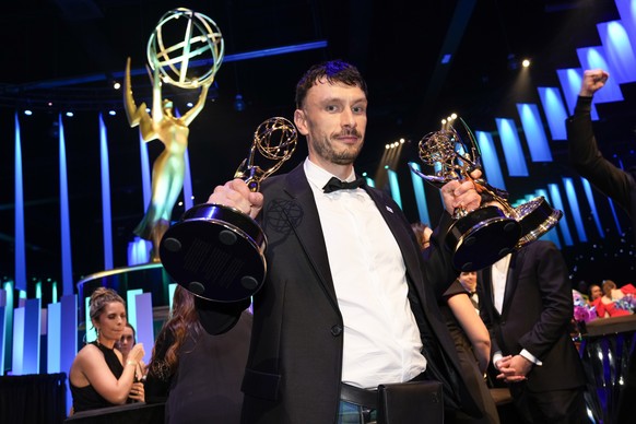 Richard Gadd, winner of the awards for outstanding writing for a limited or anthology series or movie, outstanding lead actor in a limited or anthology series or movie, and outstanding limited or anth ...