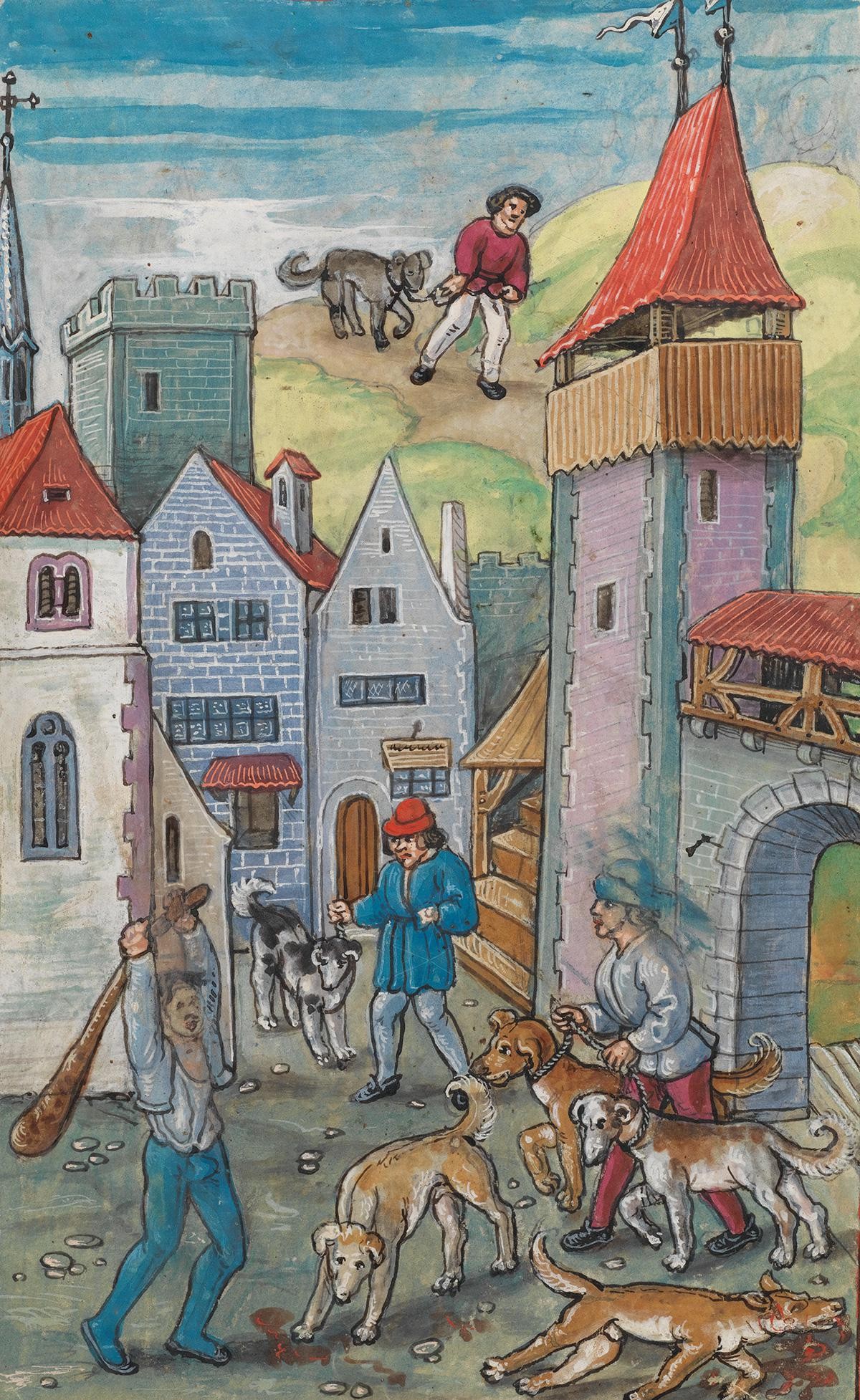 Auf Waldmanns Befehl werden alle Bauernhofhunde getötet.
https://www.e-codices.unifr.ch/de/kol/S0023-2/293/0/Sequence-1291
