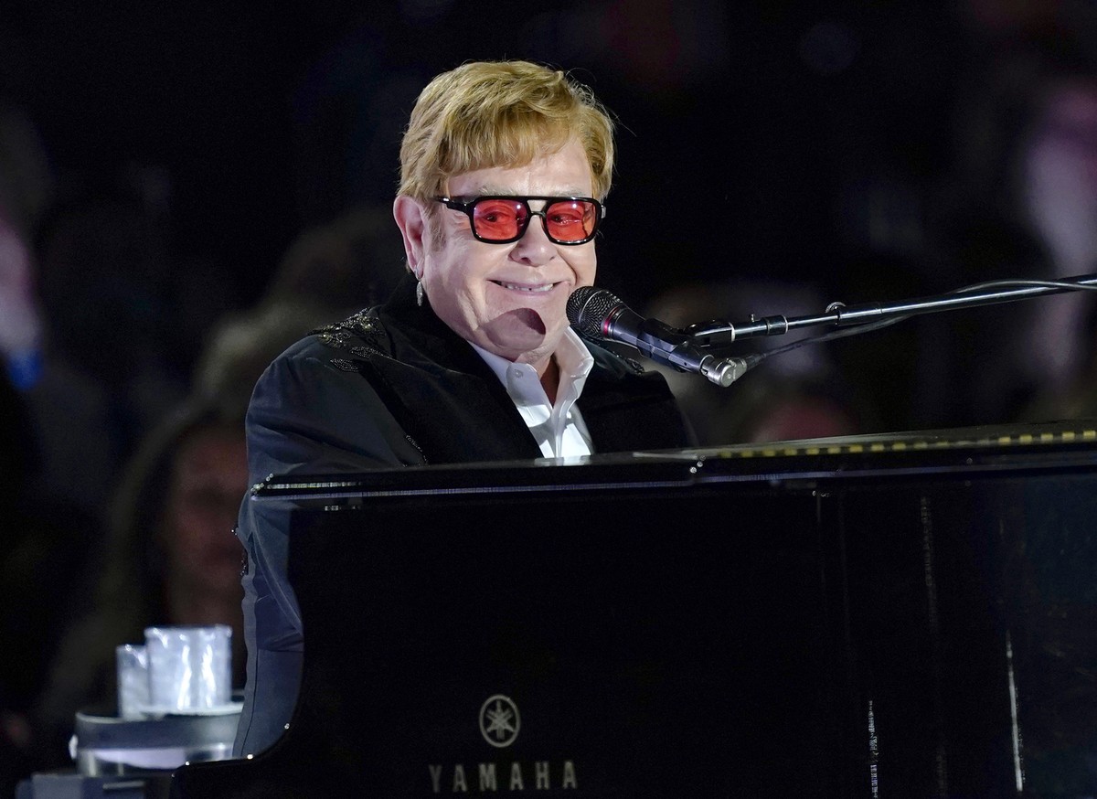FILE - Elton John performs on the South Lawn of the White House in Washington on Sept. 23, 2022. John has achieved EGOT status. The famed British singer-pianist secured an Emmy Award on Monday night,  ...