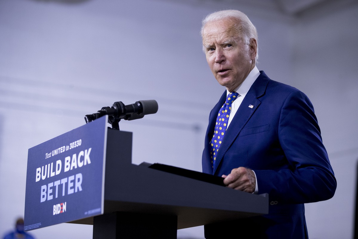 FILE - In this July 28, 2020, file photo, Democratic presidential candidate former Vice President Joe Biden speaks at a campaign event at the William "Hicks" Anderson Community Center in Wil ...