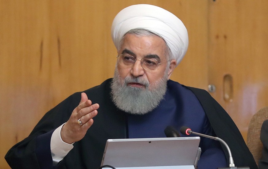 epa07554844 A handout photo made available by the Iranian Presidency Office shows Iran&#039;s President Hassan Rouhani speaking during a government meeting in Tehran, Iran, 08 May 2019. State broadcas ...