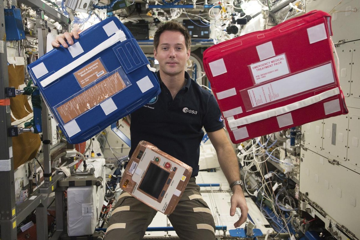 This Dec. 25, 2016 photo made available by NASA shows flight engineer Thomas Pesquet of the European Space Agency aboard the International Space Station. Pesquet is a member of the crew for SpaceX ...