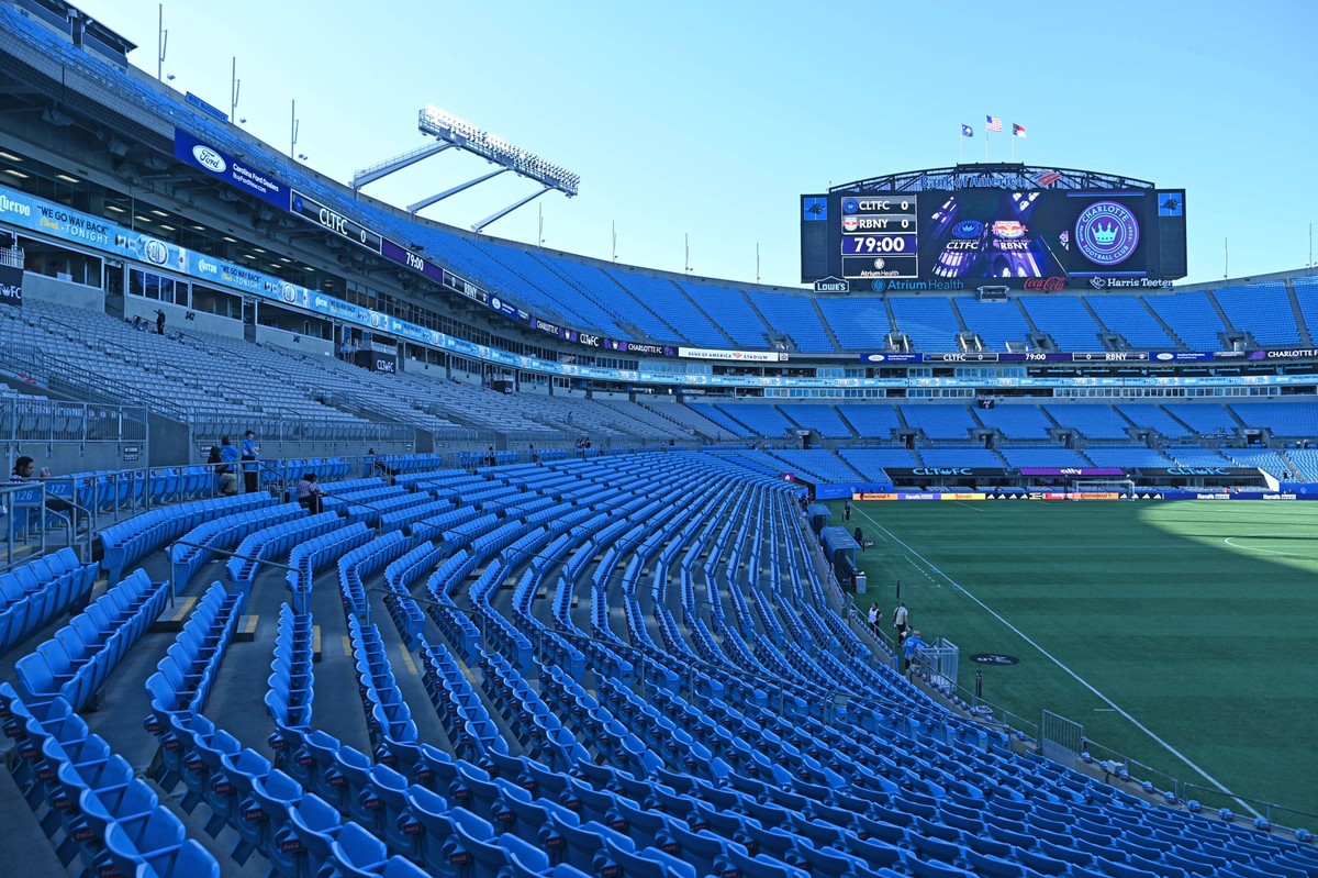 MLS, Fussball Herren, USA New York Red Bulls at Charlotte FC Mar 25, 2023 Charlotte, North Carolina, USA An empty stadium awaits before the match between Charlotte FC and the New York Red Bulls at Ban ...