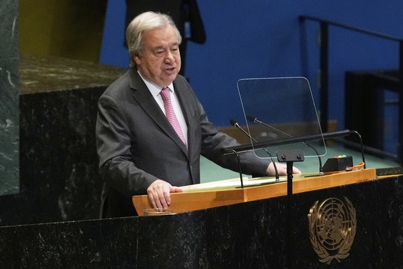 U.N. Secretary General Antonio Guterres addresses the United Nations General Assembly, Monday, June 2, 2025. (AP Photo/Richard Drew)
UN General Assembly President
