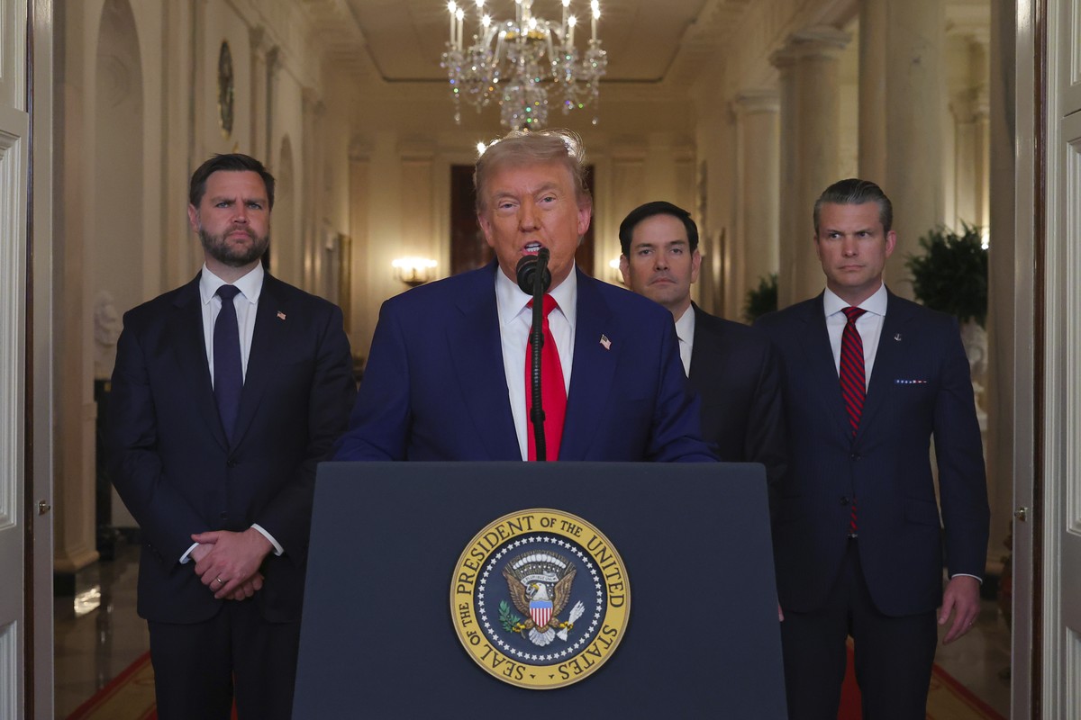 President Donald Trump speaks from the East Room of the White House in Washington, Saturday, June 21, 2025, after the U.S. military struck three Iranian nuclear and military sites, directly joining Is ...