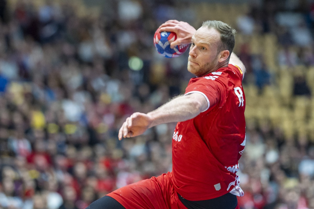 Switzerland's Lenny Rubin during the Men's Handball World Championships preliminary round group A match between Poland and Switzerland at Jyske Bank Boxen arena in Herning, Denmark, on Sunda ...