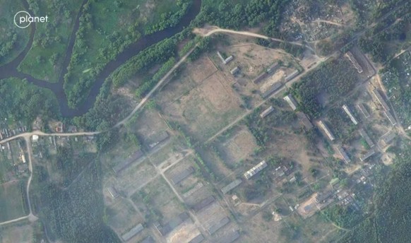 On June 15, satellite images showed another largely empty former Belarusian military base.