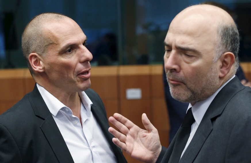 Der griechische Finanzminister Varoufakis mit dem EU-Wirtschafts- und Steuerkommissar Pierre Moscovici.