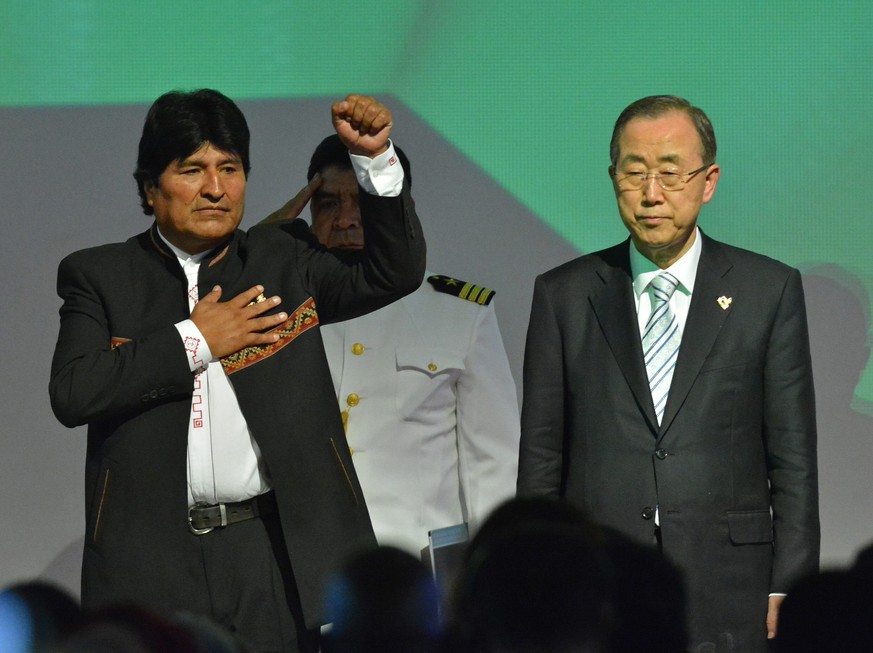 Boliviens Präsident Evo Morales und UNO-Generalsekretär Ban Ki Moon bei der Eröffnung des G77-Gipfels