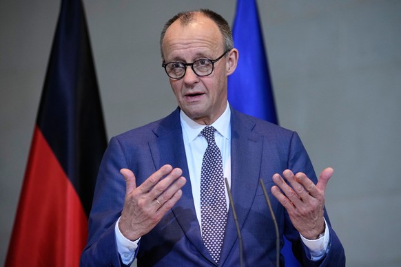 German Chancellor Friedrich Merz attends a joint press conference with Lithuania's Prime Minister Inga Ruginiene after their meeting at the chancellery in Berlin, Germany, Thursday, Jan. 29, 2026 ...