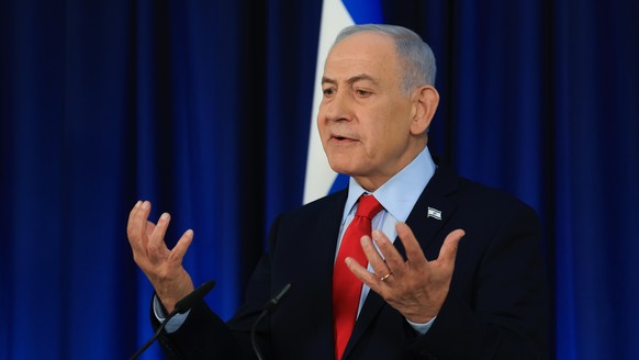 Israeli Prime Minister Benjamin Netanyahu speaks during a press conference in Jerusalem, Thursday, March 19, 2026. (Ronen Zvulun, Pool Photo via AP)
Benjamin Netanyahu