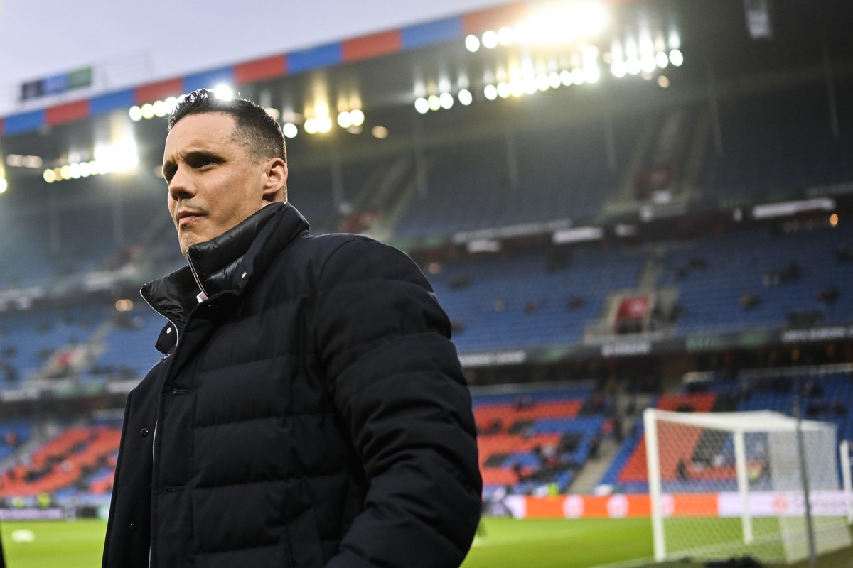 David Degen, executive chairman of FC Basel, is pictured prior the UEFA Conference League round of 16 second leg soccer match between Switzerland's FC Basel 1893 and France's Olympique de Ma ...