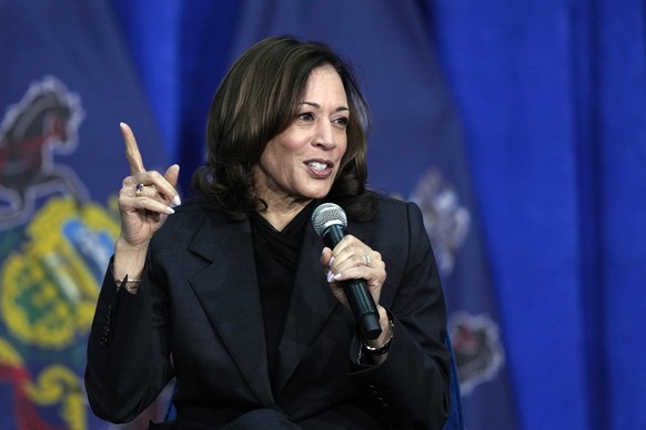 FILE - Vice President Kamala Harris speaks during a campaign event in Elkins Park, Pa., May 8, 2024. Harris spent part of a Tuesday, June 4 episode of &quot;Jimmy Kimmel Live!&quot; rehashing how she  ...