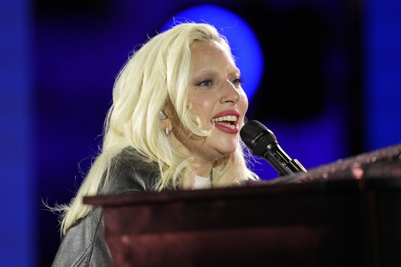 FILE - Lady Gaga performs during a campaign rally for Democratic presidential nominee Vice President Kamala Harris outside the Philadelphia Museum of Art, Nov. 4, 2024, in Philadelphia. (AP Photo/Matt ...