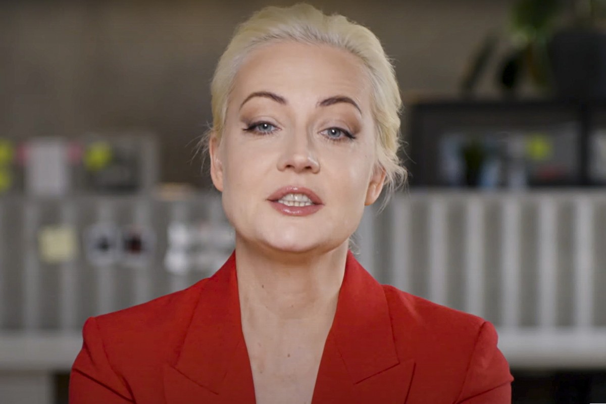 This photo taken from video released by Yulia Navalnaya Twitter channel on Wednesday, March 6, 2024, show Russian opposition leader Alexei Navalny's wife Yulia speaks during a video address. The  ...