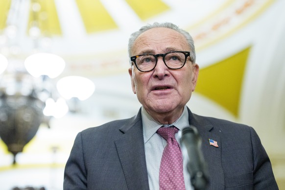 epa12503682 US Senate Minority Leader Chuck Schumer (Democrat of New York) gives remarks during a press conference at the US Capitol in Washington, DC, USA, 04 November 2025. The Senate is working on  ...