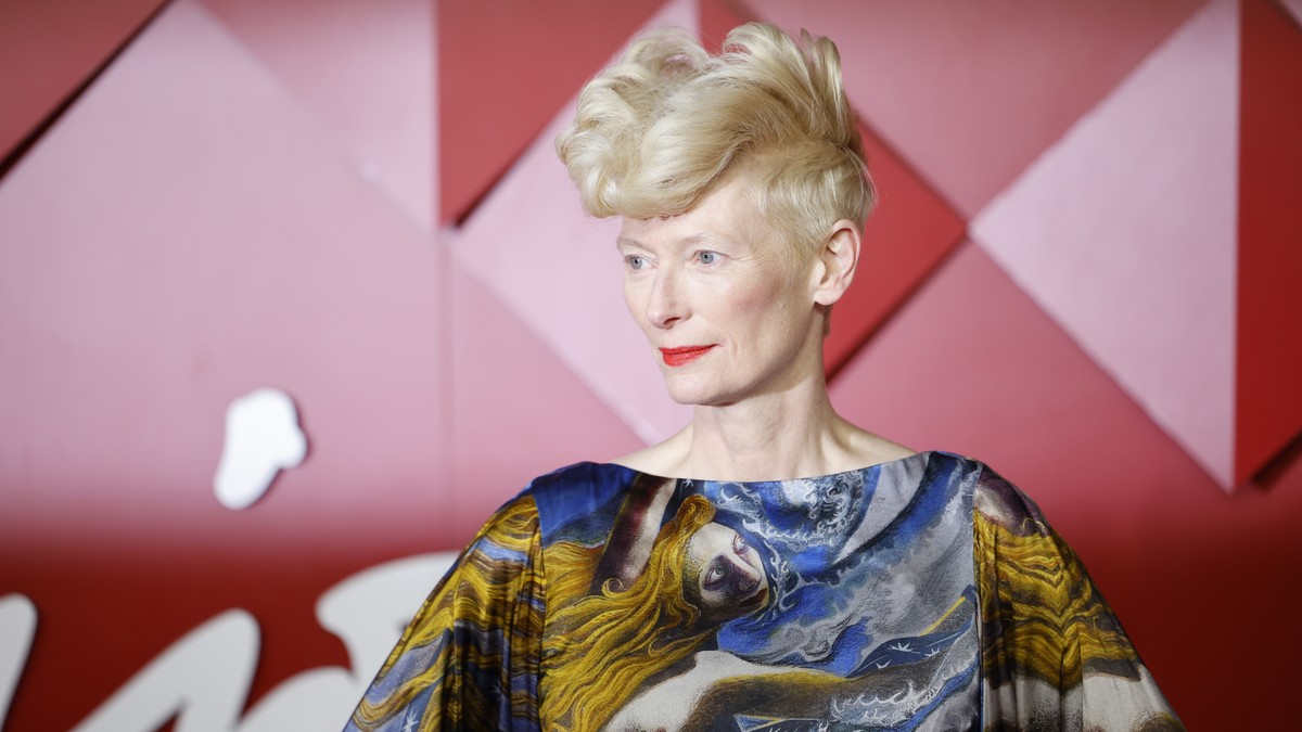 epa10350299 British actor Tilda Swinton arrives for the Fashion Awards 2022 at the Royal Albert Hall in London, Britain, 05 December 2022. The gala event raises money to nurture future generations of  ...