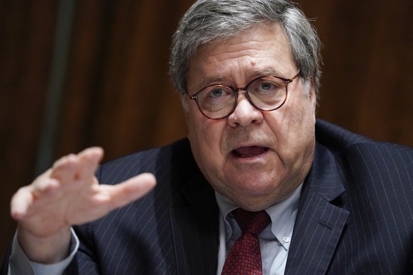 Attorney General William Barr speaks during a roundtable with President Donald Trump about America&#039;s seniors, in the Cabinet Room of the White House, Monday, June 15, 2020, in Washington. (AP Pho ...