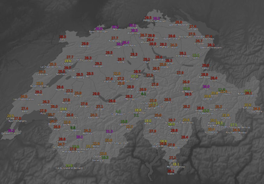 Höchsttemperaturen am 31. Mai 2025.