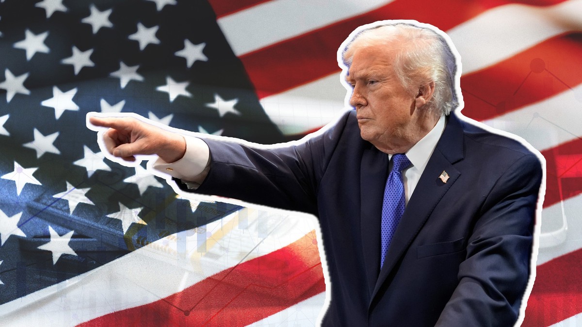 USA flag, cash dollar bills and numerical data. Economic graphs. Concept of technology and market innovation. (Abstract / symbolic concepts: growth, volatility, risk management, innovation, technology ...