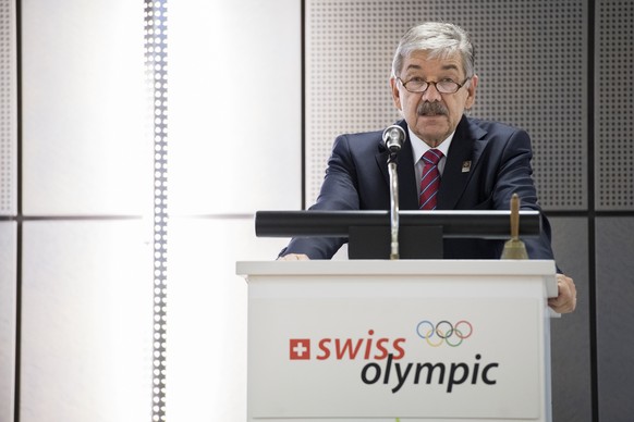 Joerg Schild, Praesident Swiss Olympic, spricht an der 20. Versammlung des Sportparlaments, am Freitag, 25. November 2016, im Haus des Sports, in Ittigen. Das Sportparlament waehlt den Nachfolger von  ...