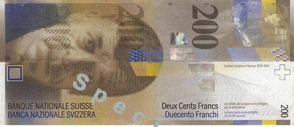 Die 200er Note ersetzte 1995 den 500-Franken-Schein.<br data-editable="remove">