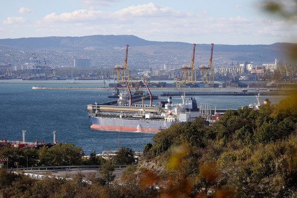 FILE - An oil tanker is moored at the Sheskharis complex in Novorossiysk, Russia, Tuesday, Oct. 11, 2022. (AP Photo, File)
Iran US Russia Oil