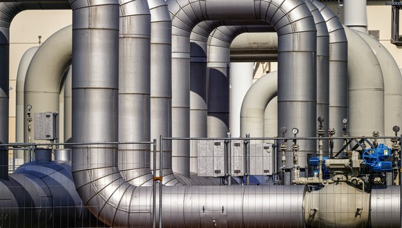 epa10167226 Pipes at the landfall facilities of the 'Nord Stream 1' gas pipeline in Lubmin, Germany, 07 September 2022. Gas supplies are being used by Russia to exert pressure on European nations in response to sanctions imposed after it invaded Ukraine. Gazprom, the Russian state-controlled gas company, closed the Nord Stream 1 pipeline from Russia to Germany. EPA/HANNIBAL HANSCHKE