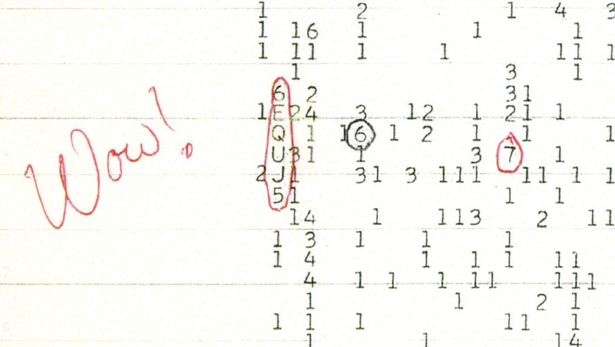 Wow!-Signal
https://de.wikipedia.org/wiki/Wow!-Signal#/media/Datei:Wow_signal.jpg