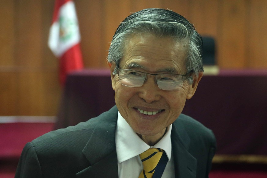 epa06405069 (FILE) - A file picture dated 08 July 2015, of the former president Alberto Fujimori (1990-2000) during a hearing in Lima, Peru. The president of Peru, Pedro Pablo Kuczynski, granted a hum ...