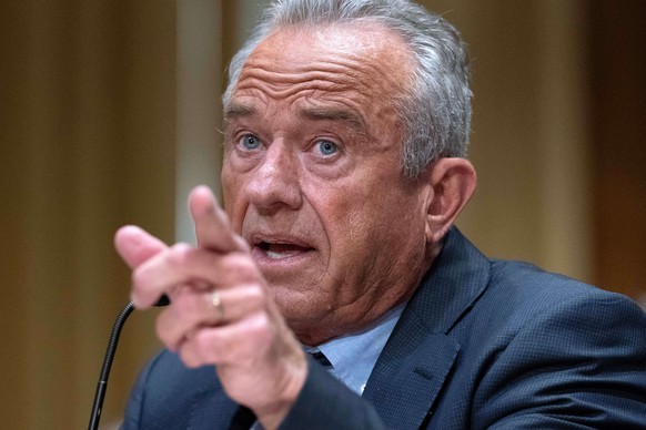 Health and Human Services Secretary Robert F. Kennedy Jr. testifies before a Senate Committee on Finance hearing on Capitol Hill, Wednesday, April 22, 2026, in Washington. (AP Photo/Jose Luis Magana)
 ...