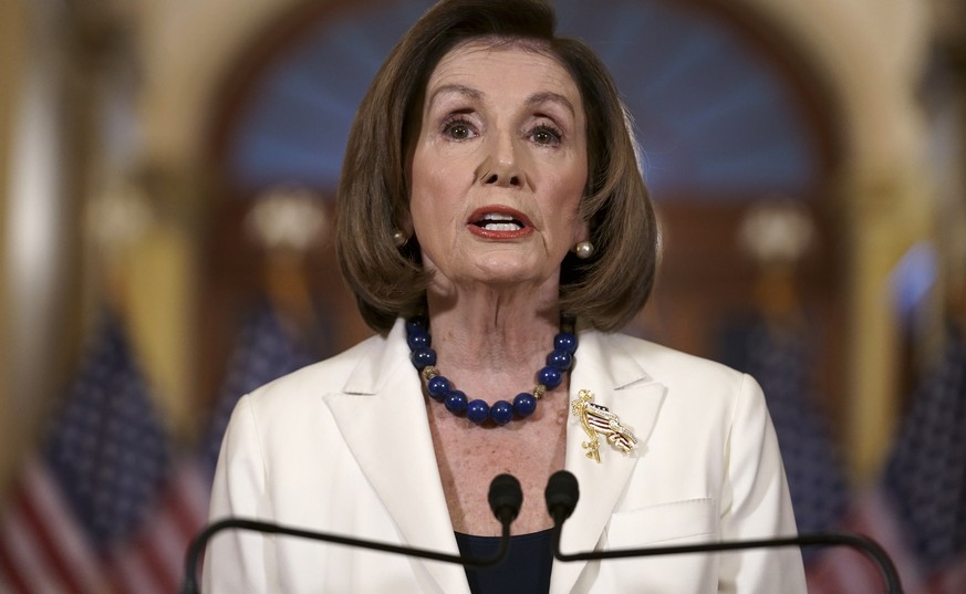 Speaker of the House Nancy Pelosi, D-Calif., makes a statement at the Capitol in Washington, Thursday, Dec. 5, 2019. Pelosi says the House is drafting articles of impeachment against President Donald  ...