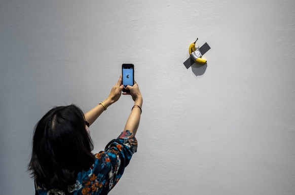 December 5, 2021, Beijing, Hebei, China: Banana taped to the wall at Maurizio Cattelan �The Last Judgment art exhibition in UCCA Center for Contemporary Art in Beijing, China on 05/12/2021 by Beijing  ...