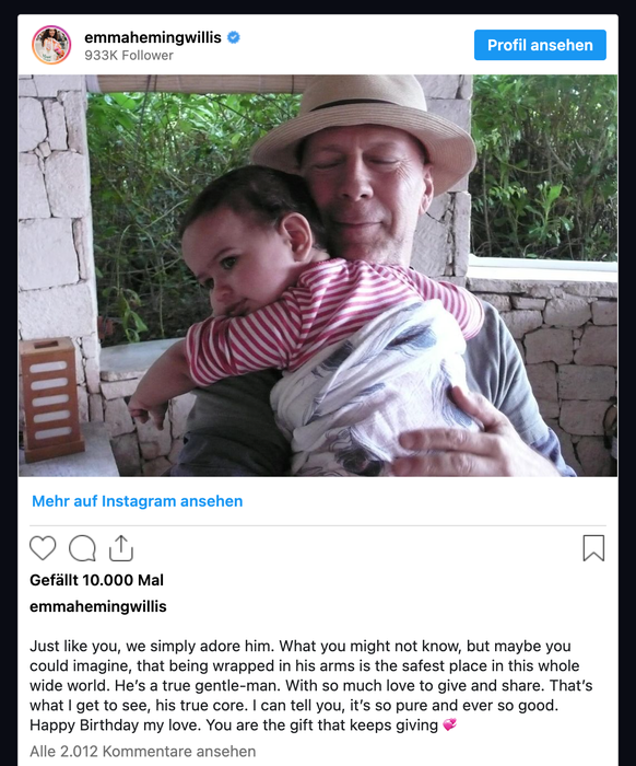 Bruce Willis mit Enkel. Screenshot: Instagram