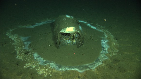 In this 2011 image provided by the University of California Santa Barbara, a barrel sits on the seafloor near the coast of Catalina Island, Calif. Marine scientists say they have found what they belie ...