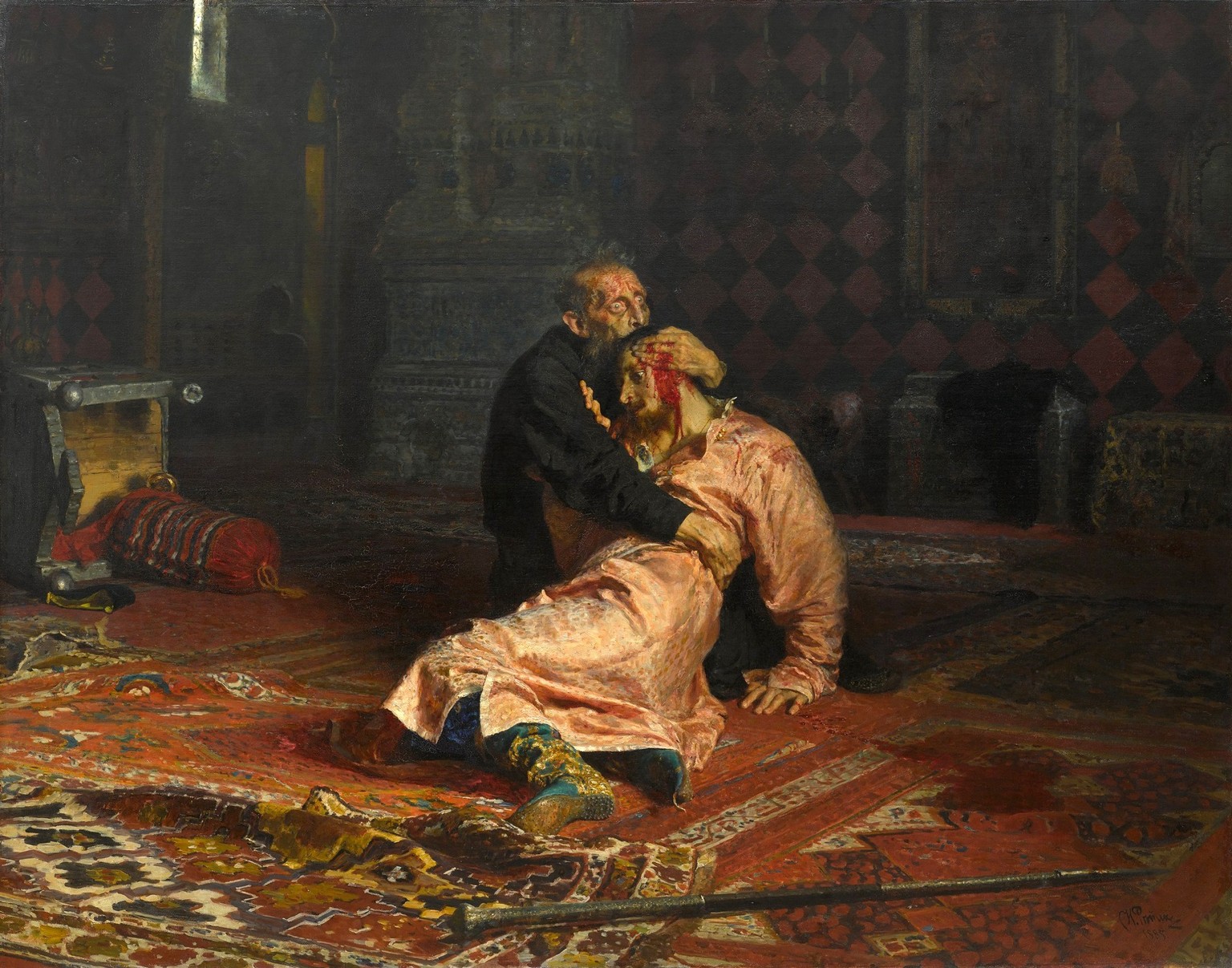 Weitere Einzelheiten
Ilja Repin: Iwan der Schreckliche und sein Sohn. Gemälde aus dem Jahr 1885