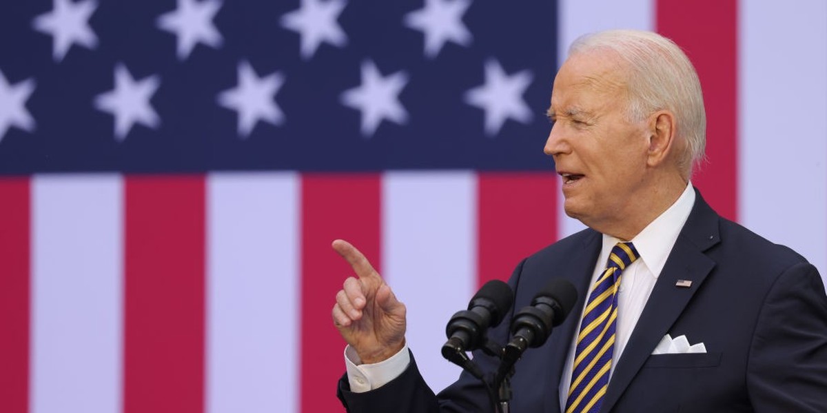 VILNIUS, LITHUANIA - JULY 12: U.S. President Joe Biden speaks to a crowd at Vilnius University on July 12, 2023 in Vilnius, Lithuania. Biden, who was in Vilnius to participate in the 2023 NATO Summit, ...