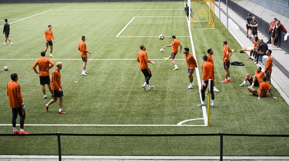 The team of Shakhtar Donetsk on the occasion of the training one day prior to the UEFA Champions League third qualifying round second leg soccer match between Switzerland&#039;s BSC Young Boys Bern an ...