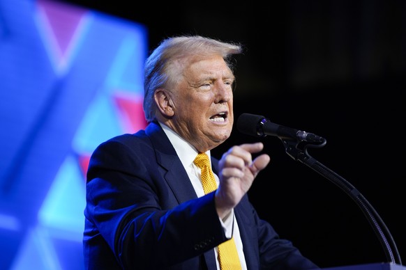 Republican presidential nominee former President Donald Trump speaks at the Israeli American Council National Summit, Thursday, Sept. 19, 2024, in Washington. (AP Photo/Evan Vucci)
Donald Trump
