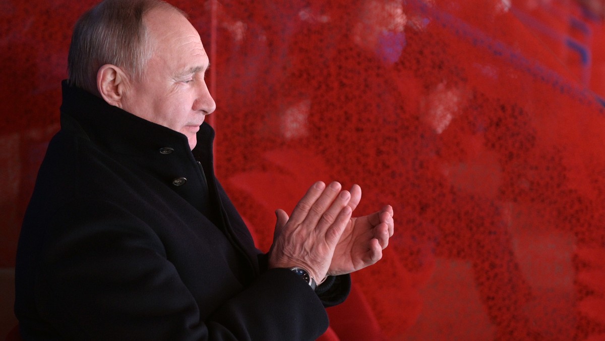 epa09727695 Russian President Vladimir Putin applauds as he attends the Opening Ceremony for the Beijing 2022 Olympic Games at the National Stadium, also known as Bird's Nest, in Beijing, China,  ...