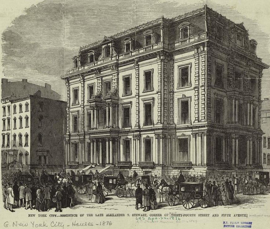 Die A.T. Stewart Mansion, an der Ecke der 34th Street und 5th Avenue, beheimatete den <em>Manhattan Club</em>.