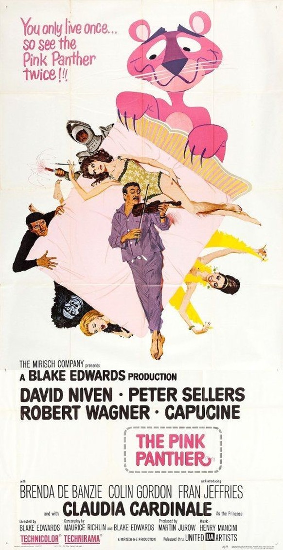 One of the vintage movie posters of The Pink Panther (1963).